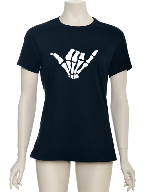 Load image into Gallery viewer, Glow in the Dark Shaka Skelelton Hand Tee Shirt
