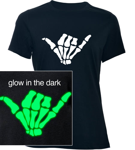 Glow in the Dark Shaka Skelelton Hand Tee Shirt