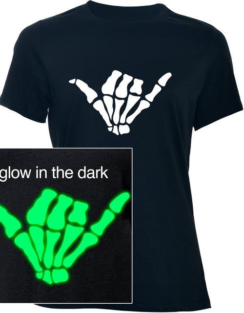 Load image into Gallery viewer, Glow in the Dark Shaka Skelelton Hand Tee Shirt
