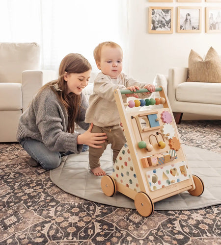 Tiny Land® Versatile Natural Wooden Baby Walker