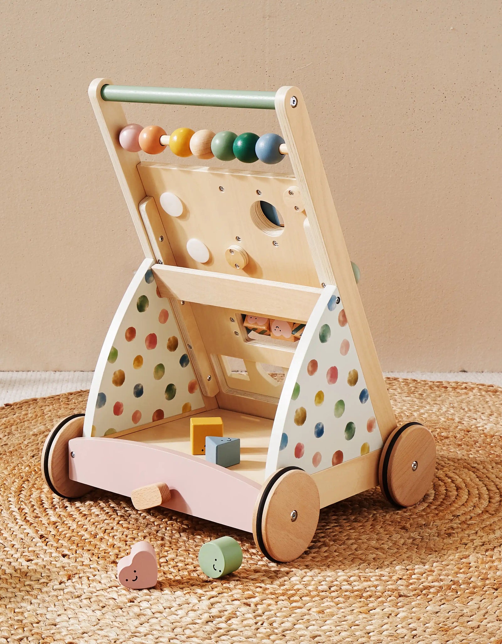 Tiny Land® Versatile Natural Wooden Baby Walker