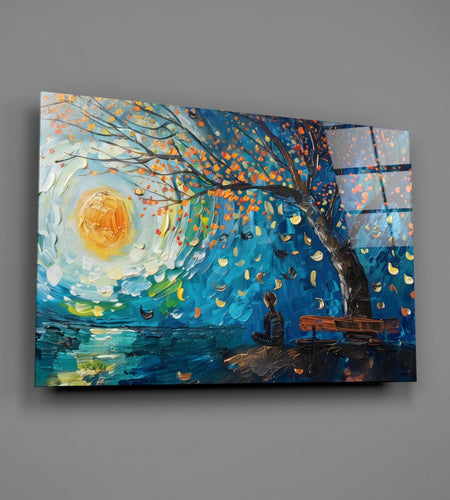 Solitude and Peace Glass Wall Art || Designer Collection