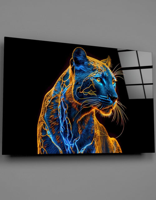 Load image into Gallery viewer, Neon Jaguar Glass Wall Art || Designer Collection
