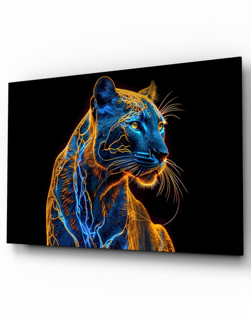 Load image into Gallery viewer, Neon Jaguar Glass Wall Art || Designer Collection
