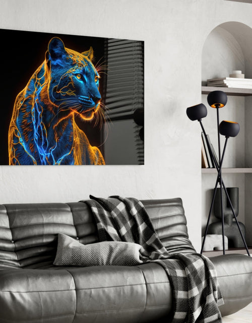 Load image into Gallery viewer, Neon Jaguar Glass Wall Art || Designer Collection
