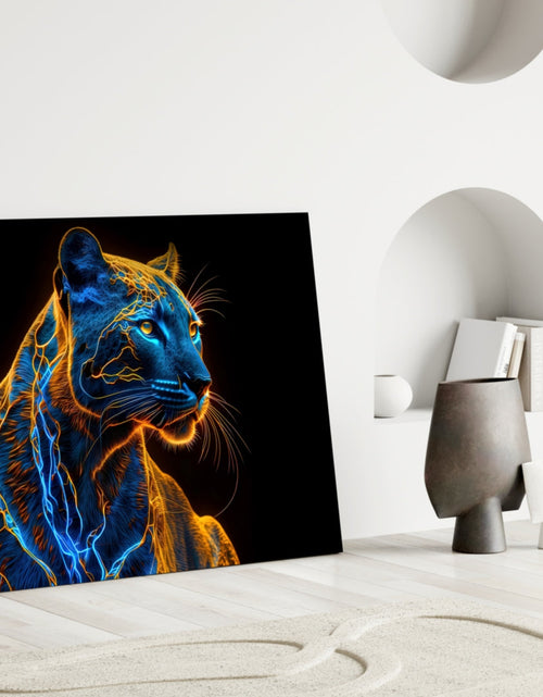 Load image into Gallery viewer, Neon Jaguar Glass Wall Art || Designer Collection

