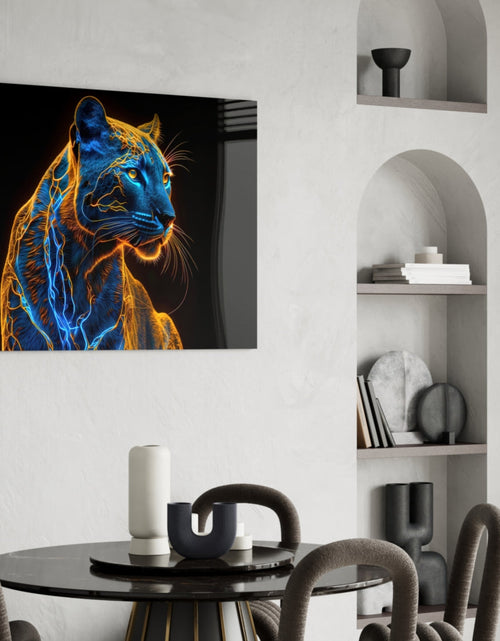 Load image into Gallery viewer, Neon Jaguar Glass Wall Art || Designer Collection
