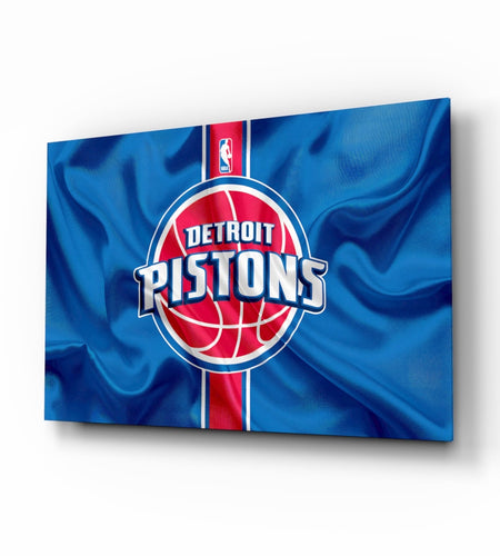 The fluctuating Detroit Pistons Glass Wall Art || Designer Collection