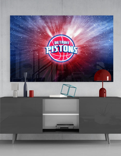 Load image into Gallery viewer, Detroit Pistons: Blue Light Glass Wall Art || Designer Collection
