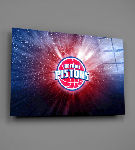 Detroit Pistons: Blue Light Glass Wall Art || Designer Collection