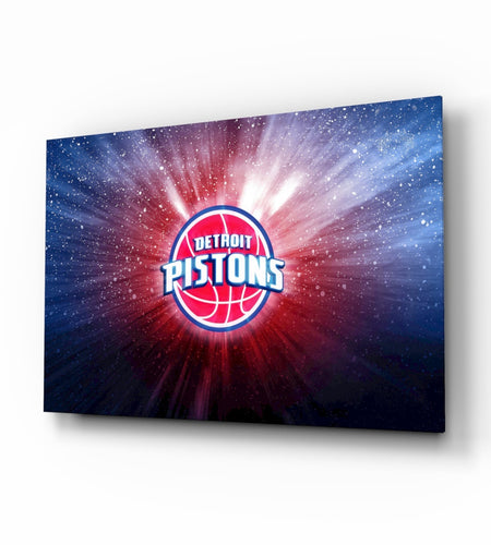 Detroit Pistons: Blue Light Glass Wall Art || Designer Collection
