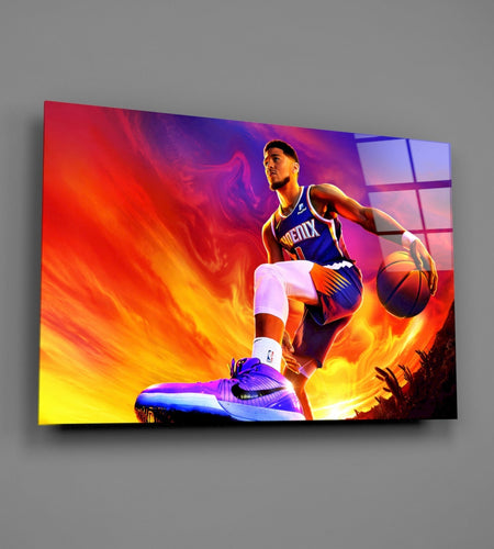 Devin Booker: Rise of the Flames Glass Wall Art || Designer Collection