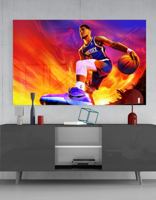 Load image into Gallery viewer, Devin Booker: Rise of the Flames Glass Wall Art || Designer Collection

