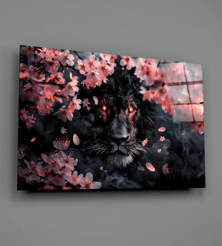 Lion of the Night Glass Wall Art || Designer Collection