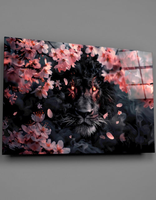 Load image into Gallery viewer, Lion of the Night Glass Wall Art || Designer Collection
