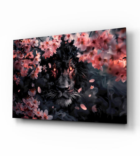 Lion of the Night Glass Wall Art || Designer Collection
