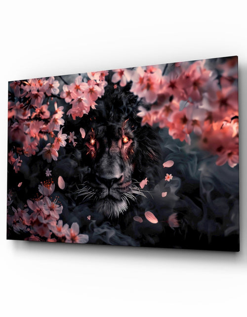 Load image into Gallery viewer, Lion of the Night Glass Wall Art || Designer Collection
