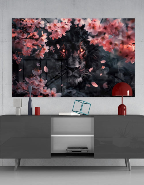 Load image into Gallery viewer, Lion of the Night Glass Wall Art || Designer Collection

