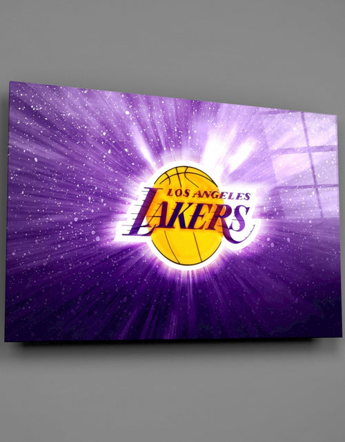 Load image into Gallery viewer, Los Angeles Lakers: Purple Flash  Glass Wall Art || Designer Collection
