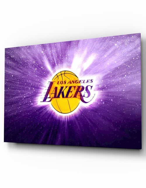 Load image into Gallery viewer, Los Angeles Lakers: Purple Flash  Glass Wall Art || Designer Collection
