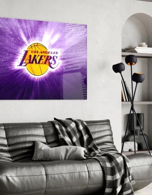 Load image into Gallery viewer, Los Angeles Lakers: Purple Flash  Glass Wall Art || Designer Collection
