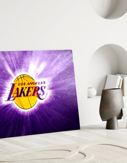 Load image into Gallery viewer, Los Angeles Lakers: Purple Flash  Glass Wall Art || Designer Collection
