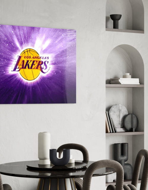 Load image into Gallery viewer, Los Angeles Lakers: Purple Flash  Glass Wall Art || Designer Collection

