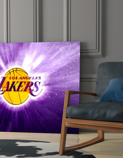 Load image into Gallery viewer, Los Angeles Lakers: Purple Flash  Glass Wall Art || Designer Collection
