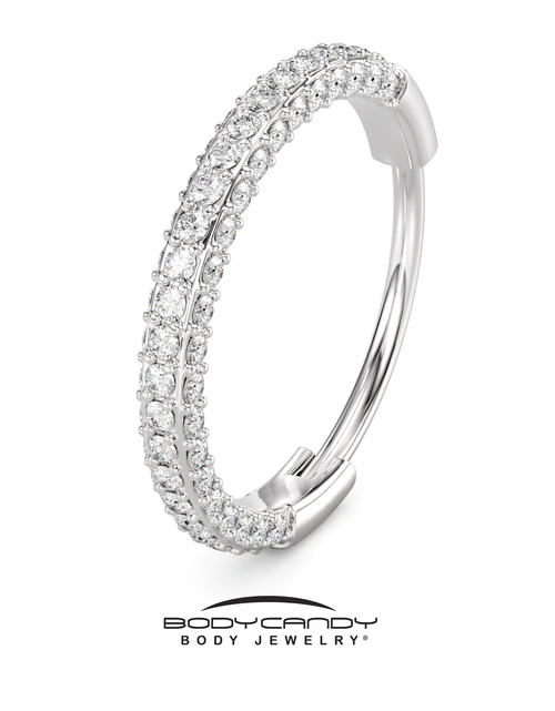 Load image into Gallery viewer, 18G Implant Grade Titanium Triple Sided Micro Gem Hinged Nose Hoop
