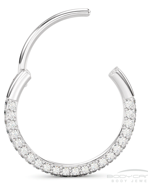 Load image into Gallery viewer, 18G Implant Grade Titanium Triple Sided Micro Gem Hinged Nose Hoop
