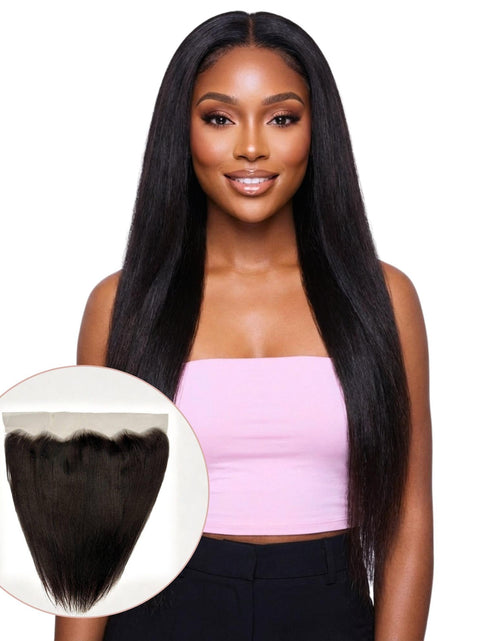 Load image into Gallery viewer, Yaki Straight 13x4 Transparent Lace Human Hair Frontal
