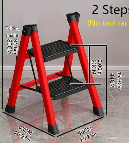Heavy-Duty 2-Step Folding Ladder – Metal A-Frame with Non-Slip Steps