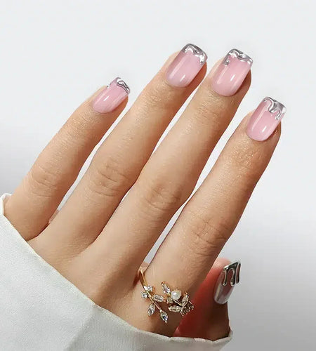 Chrome Edge Square Nails - Press On Nails
