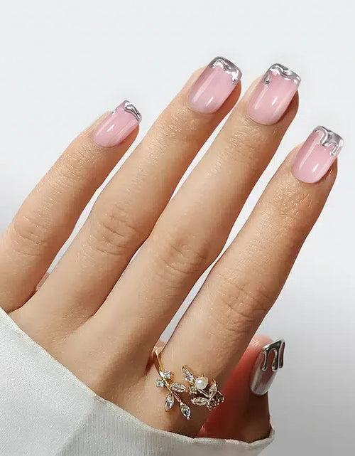 Load image into Gallery viewer, Chrome Edge Square Nails - Press On Nails

