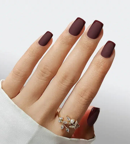 Plum Velvet Square Nails - Press On Nails