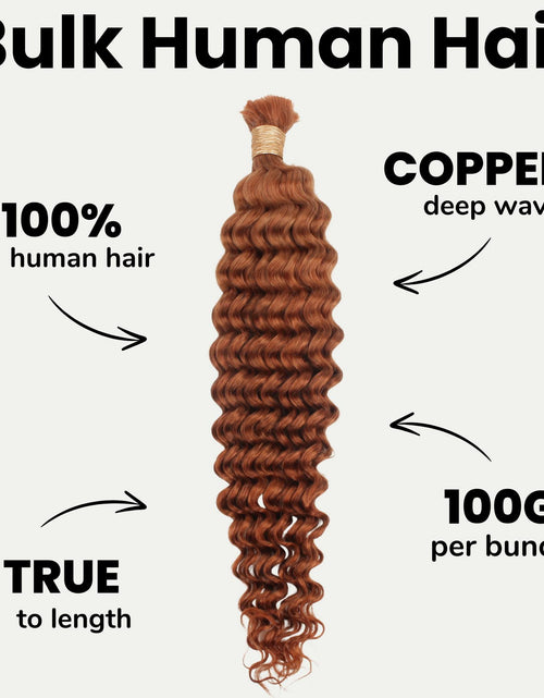 Load image into Gallery viewer, Copper Deep Wave Color 350 Bulk 100% Human Braiding Hair
