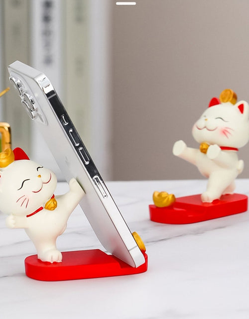 Load image into Gallery viewer, Fortune Cat Phone Stand – Cute Japanese Maneki Neko Decor Gift
