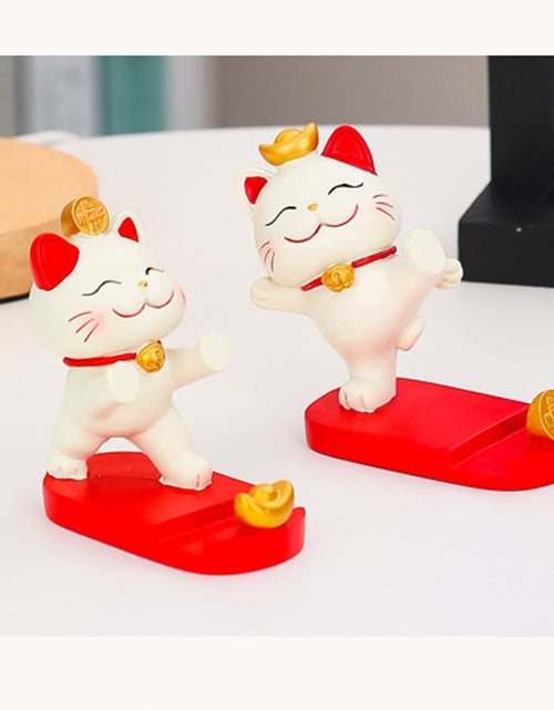 Load image into Gallery viewer, Fortune Cat Phone Stand – Cute Japanese Maneki Neko Decor Gift

