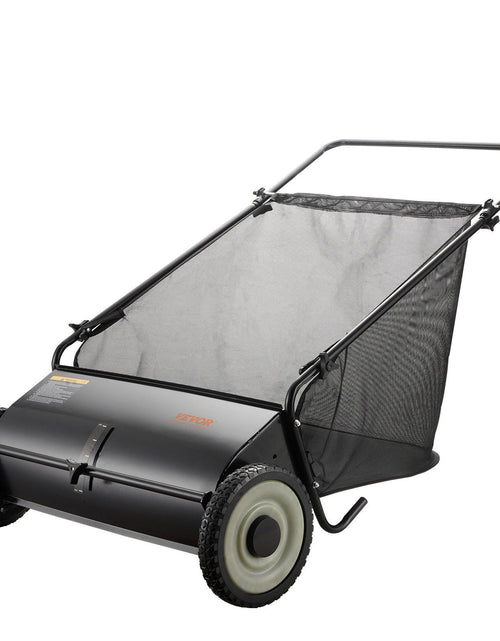 Load image into Gallery viewer, Push Lawn Sweeper, 26 Inch Leaf &amp; Grass Collector, Strong Rubber Wheels &amp; Heavy Duty Thickened Steel Durable to Use with Large Capacity 7 ft³ Mesh Collection Bag, 4 Spinning Brushes

