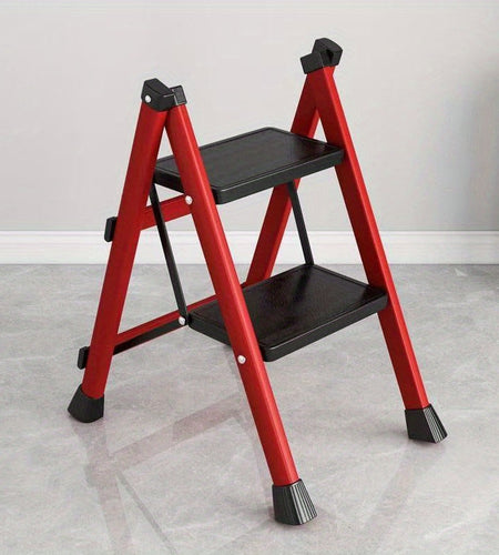 Heavy-Duty 2-Step Folding Ladder – Metal A-Frame with Non-Slip Steps