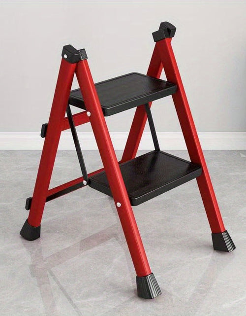 Load image into Gallery viewer, Heavy-Duty 2-Step Folding Ladder – Metal A-Frame with Non-Slip Steps
