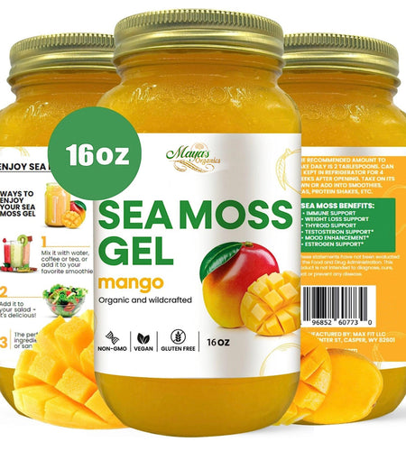 Organic Mango Sea Moss Gel – 24oz | Wildcrafted Superfood for Hair, Skin & Body 🌊💛