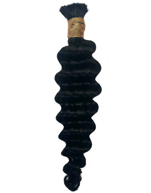 Load image into Gallery viewer, Jet Black Deep Wave Bulk 100% Human Braiding Hair
