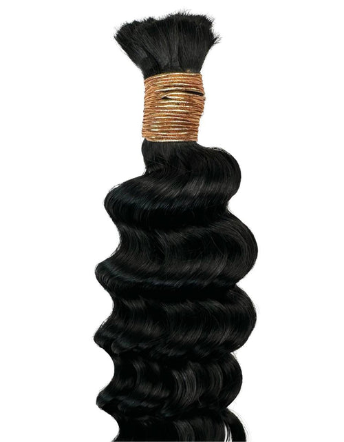 Load image into Gallery viewer, Jet Black Deep Wave Bulk 100% Human Braiding Hair
