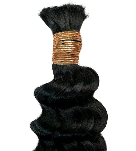 Jet Black Deep Wave Bulk 100% Human Braiding Hair