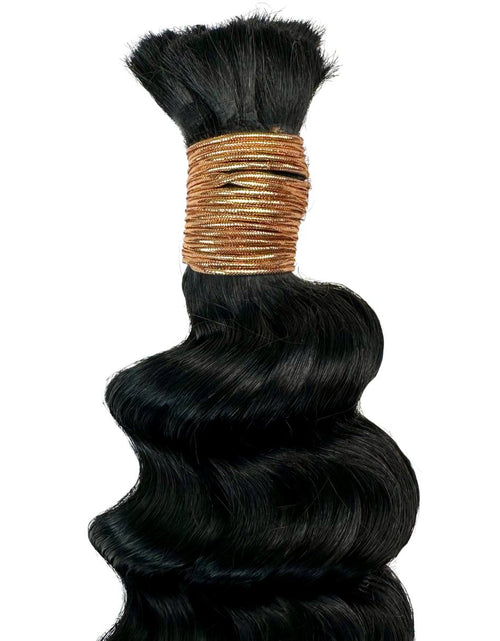 Load image into Gallery viewer, Jet Black Deep Wave Bulk 100% Human Braiding Hair
