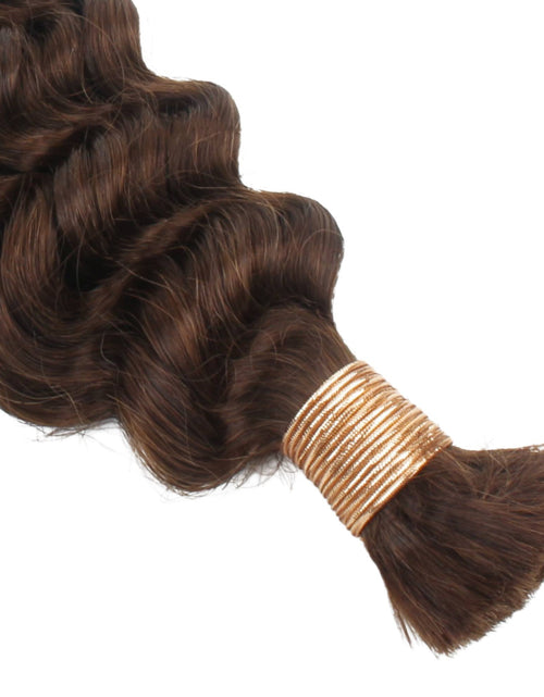 Load image into Gallery viewer, Medium Brown Deep Wave Color 4 Bulk 100% Human Braiding Hair
