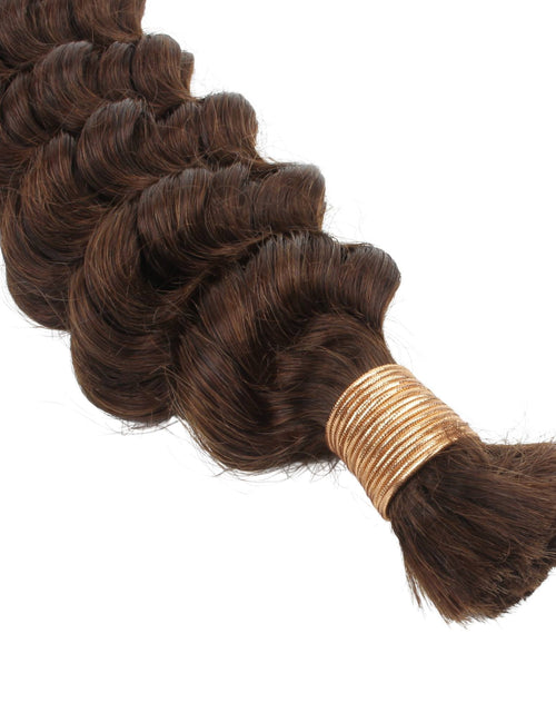 Load image into Gallery viewer, Medium Brown Deep Wave Color 4 Bulk 100% Human Braiding Hair
