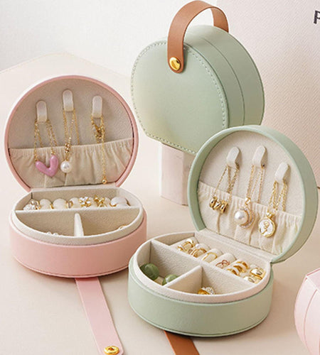 Mini Travel Jewelry Box Organizer for Compact Storage on the Go