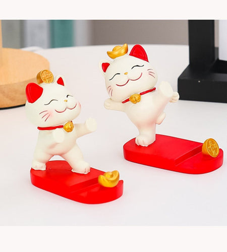Kawaii Lucky Cat Phone Stand – Maneki Neko Style for All Phones